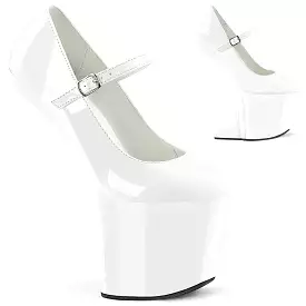 8 Inch Heelless CRAZE-880 White Patent