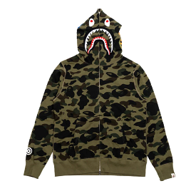 A BATHING APE 1ST CAMO SHARK FULL ZIP HOODIE - GREEN