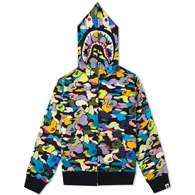 A Bathing Ape Multi Camo Shark Zip Hoodie *NEW*