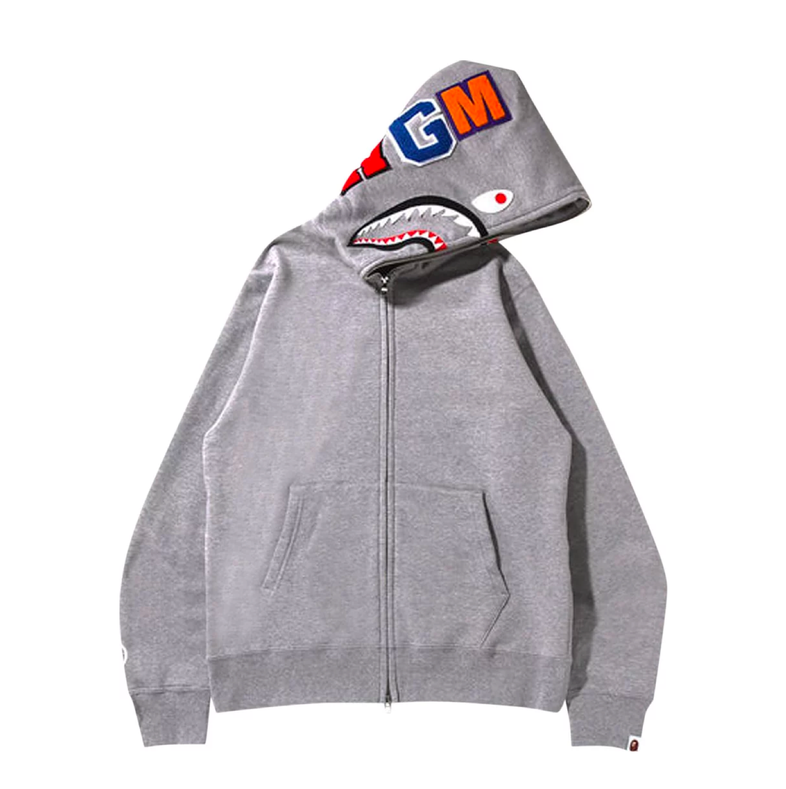 A BATHING APE SHARK FULL ZIP HOODIE - GRAY  (001ZPI301015M)