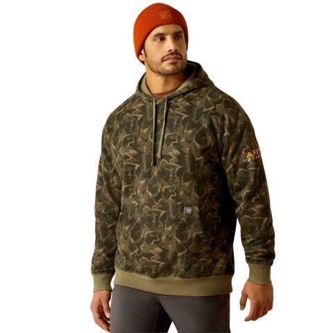 Ariat Men's Rebar Workman Shard Hoodie in Deep Lichen Camo