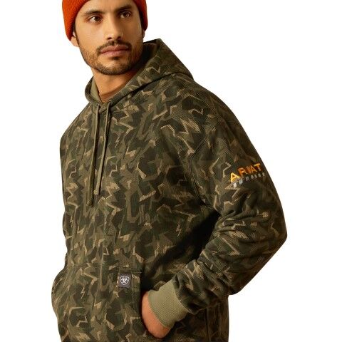 Ariat Men's Rebar Workman Shard Hoodie in Deep Lichen Camo