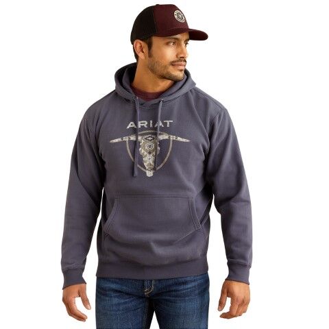 Ariat Men's Southwestern Longhorn Hoodie in Odyssey Grey