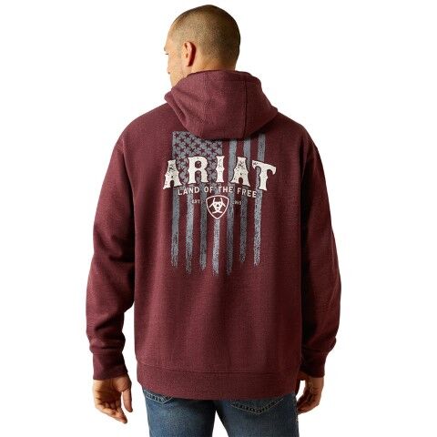 Ariat Men's Western Vertical Flag Hoodie in Berry Bark Heather