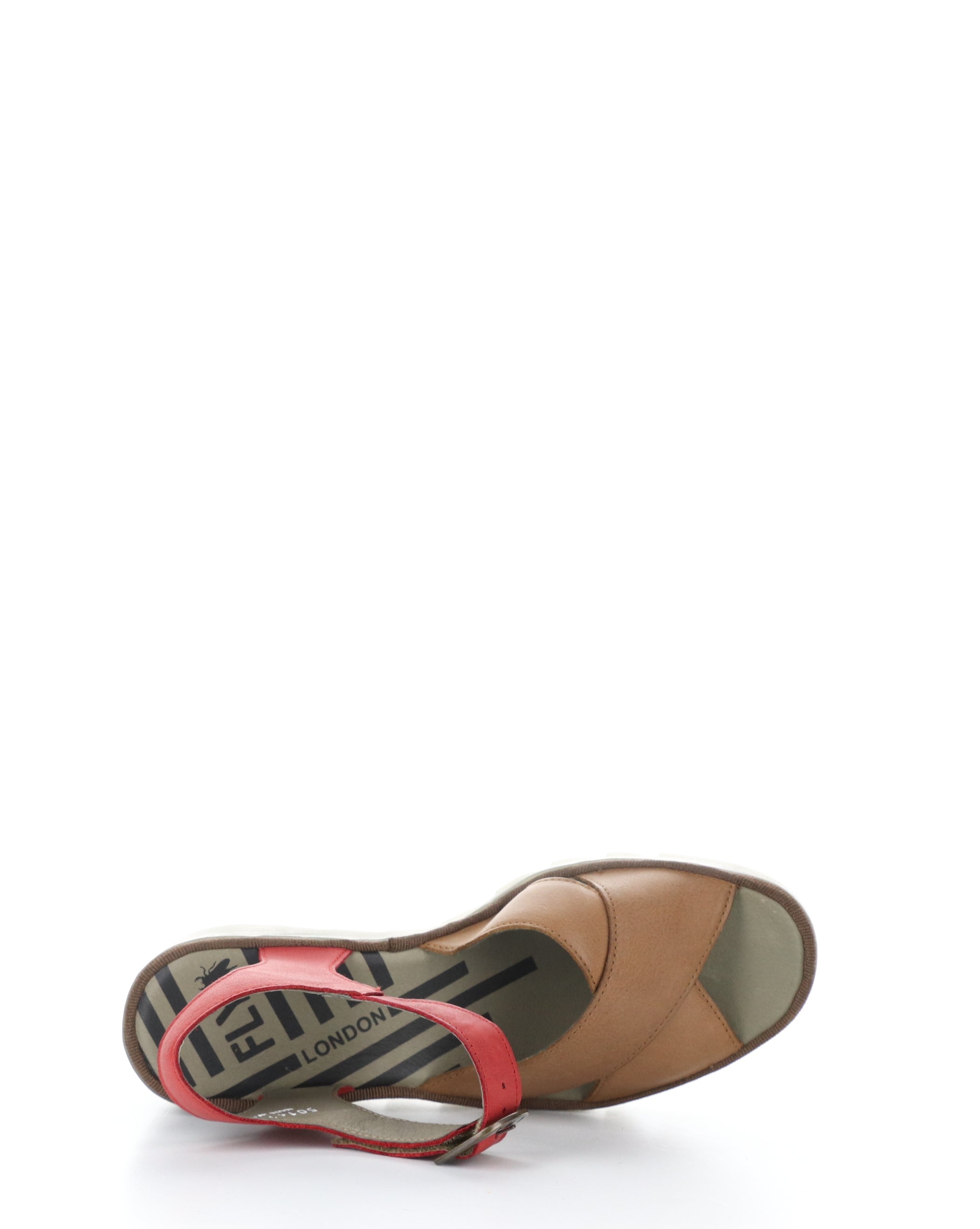 BACE411FLY 002 TAN/CHERRY RED Velcro Sandals