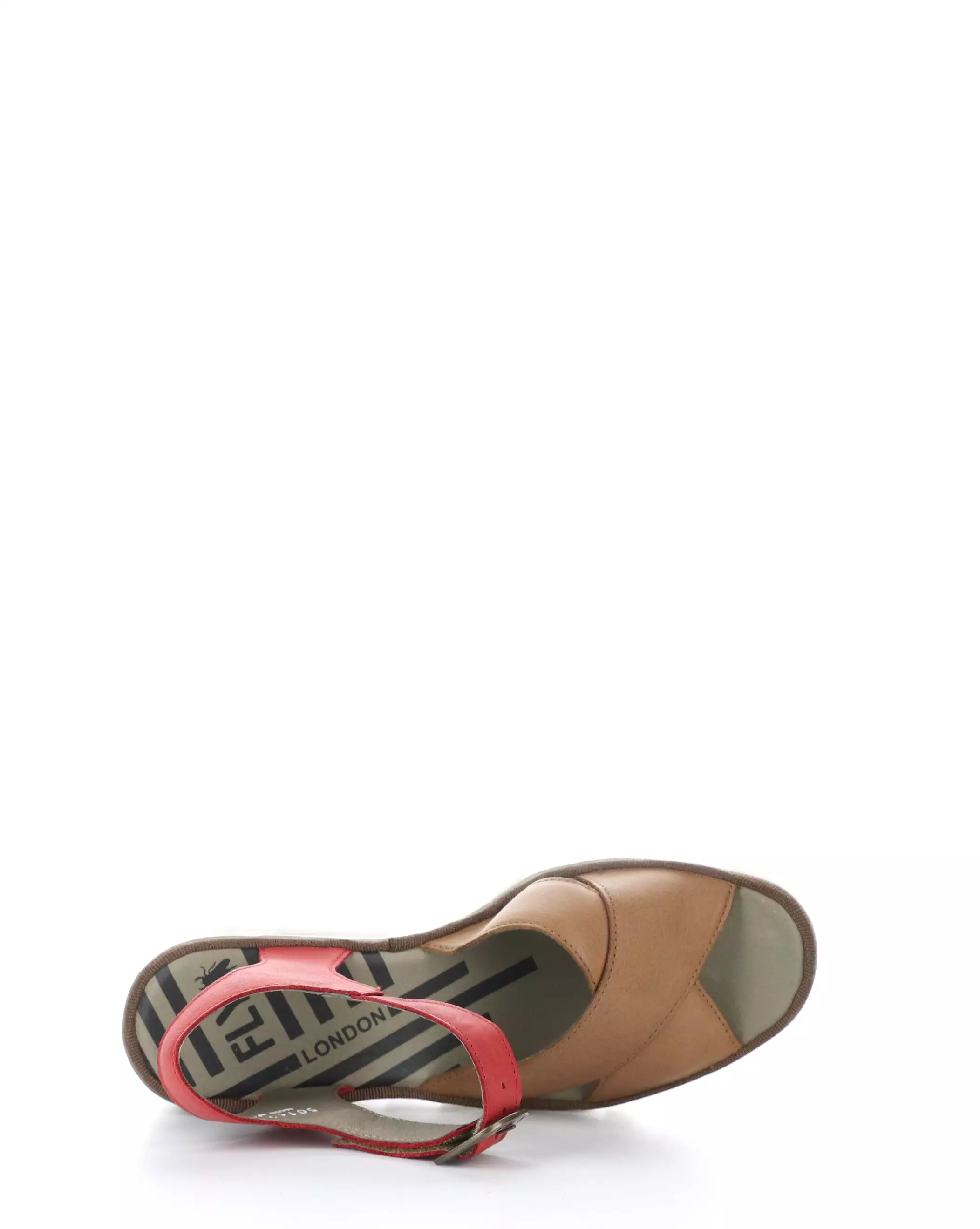 BACE411FLY 002 TAN/CHERRY RED Velcro Sandals