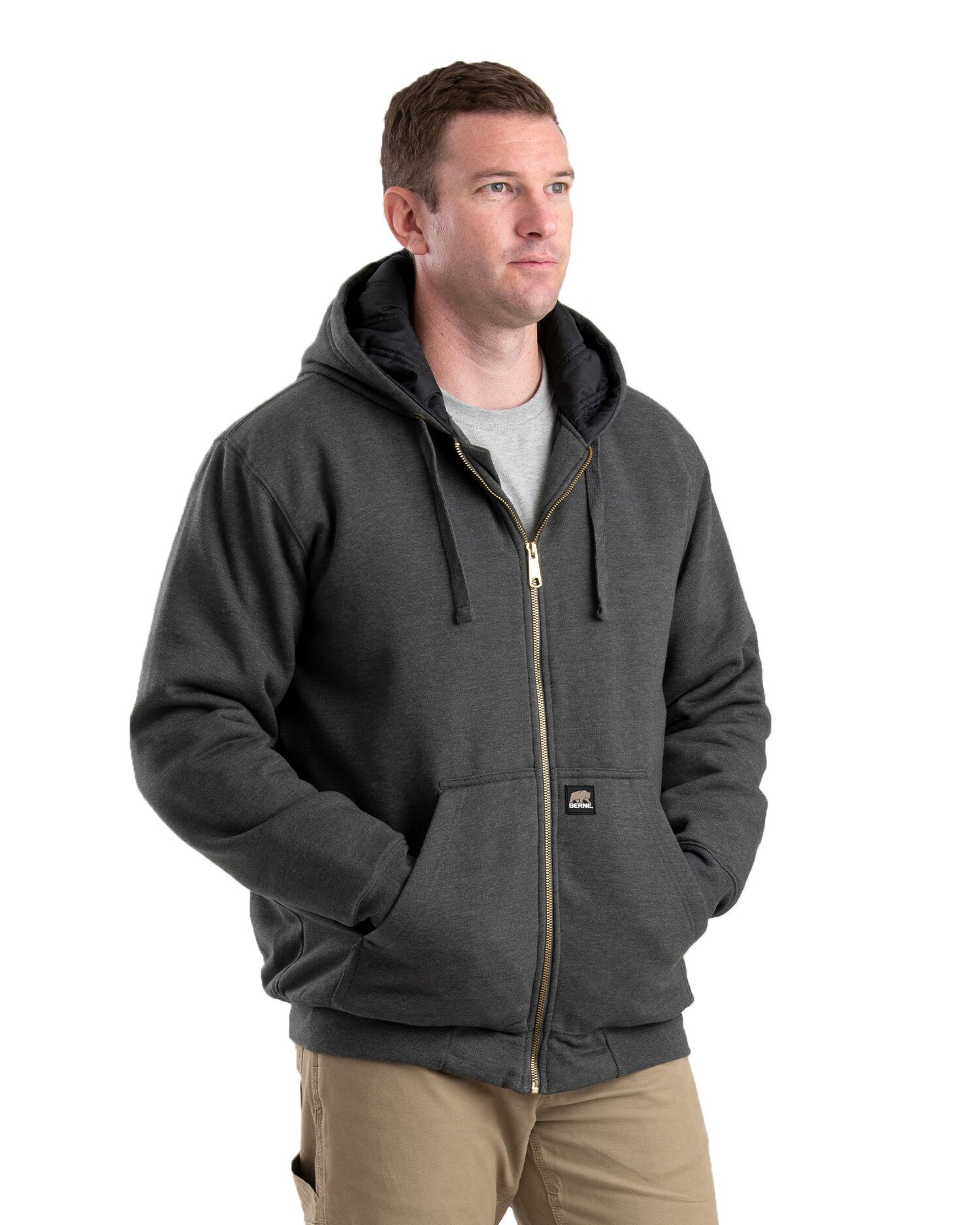 Berne Men's Long Sleeve Glacier Hoodie in Graphite