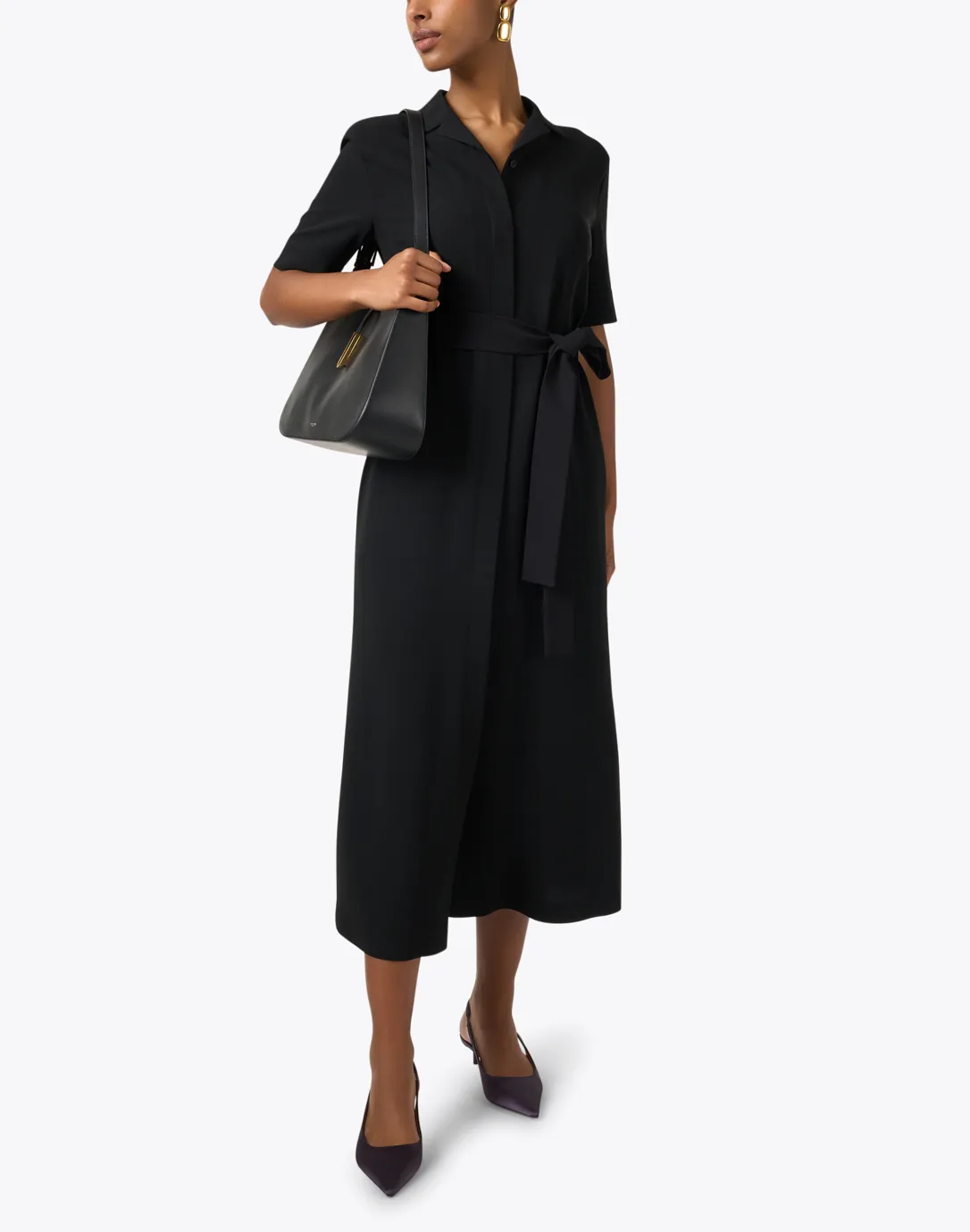 Black Belted Shirt Dress