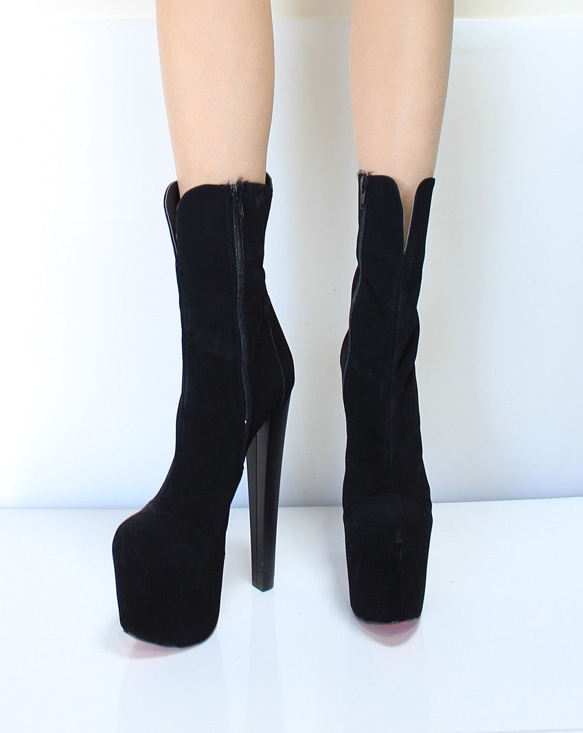 Black Mega Platform High Heel Booties