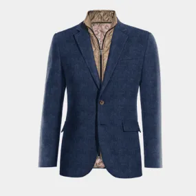  Blazer azul cobalto de tweed herringbone esencial