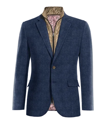  Blazer azul cobalto de tweed herringbone esencial