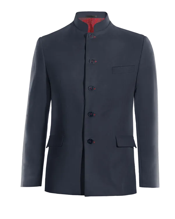  Blazer cuello chino azul marino esencial