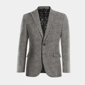  Blazer gris claro de donegal tweed solapa en pico