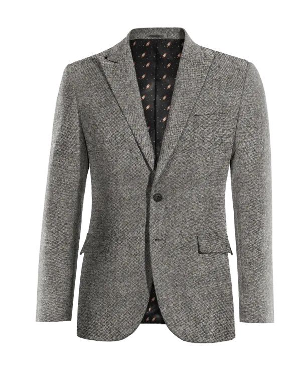  Blazer gris claro de donegal tweed solapa en pico