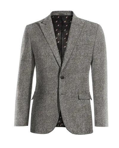  Blazer gris claro de donegal tweed solapa en pico