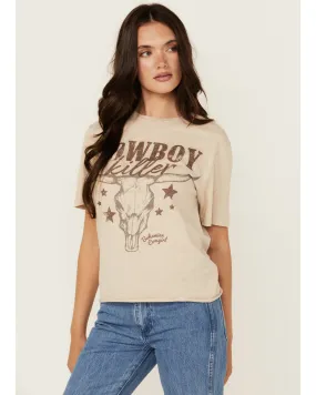 Bohemian Cowgirl Women's Cowboy Killer Short Sleeve Cropped Graphic Tee