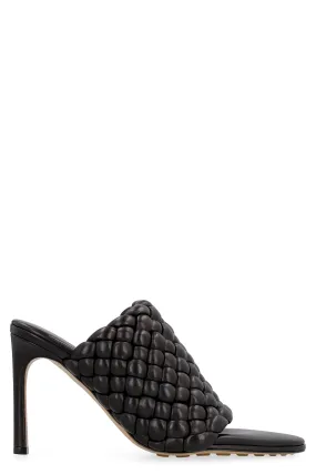 BOTTEGA VENETA Black Almond Toe Stiletto Heel Sandals for Women