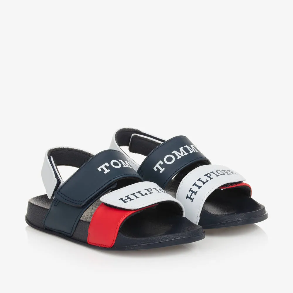 Boys Navy Blue & White Velcro Sandals