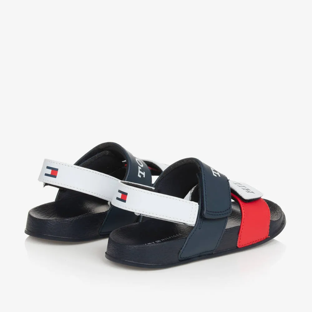 Boys Navy Blue & White Velcro Sandals