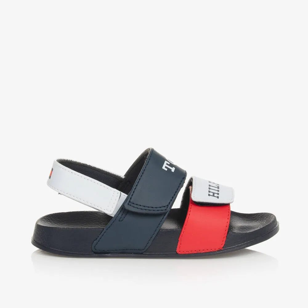 Boys Navy Blue & White Velcro Sandals