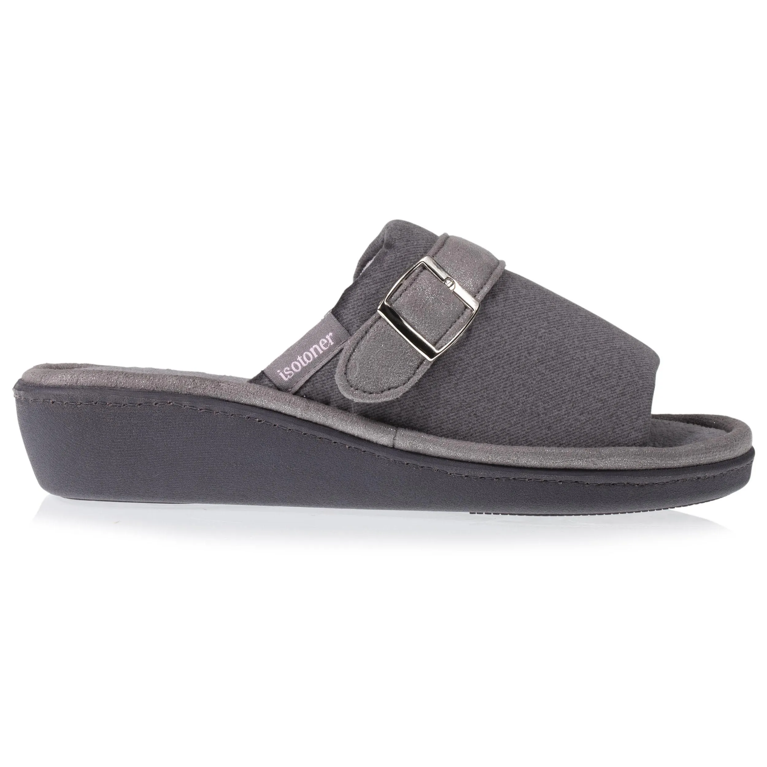 Chaussons sandales talon Femme Gris