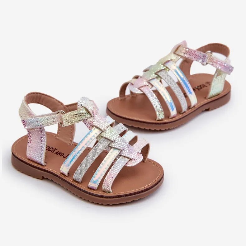 Children's Gladiator Sandals Fastened with Velcro, Multicolor Radovia multicolored