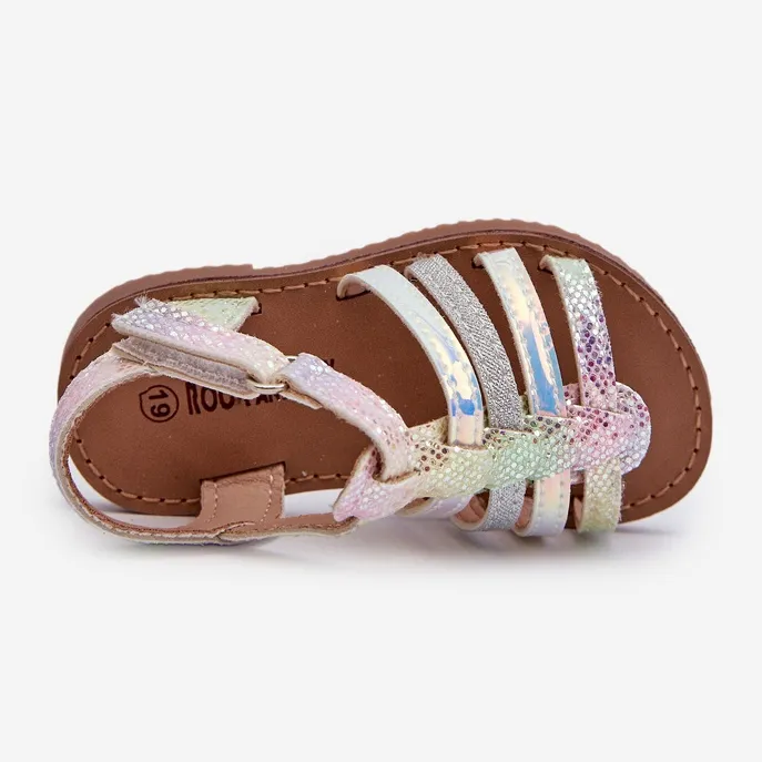 Children's Gladiator Sandals Fastened with Velcro, Multicolor Radovia multicolored