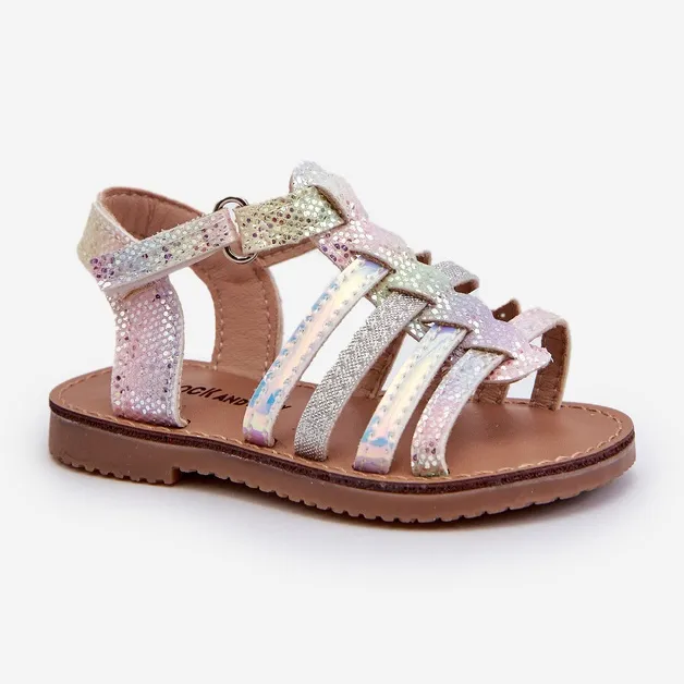 Children's Gladiator Sandals Fastened with Velcro, Multicolor Radovia multicolored