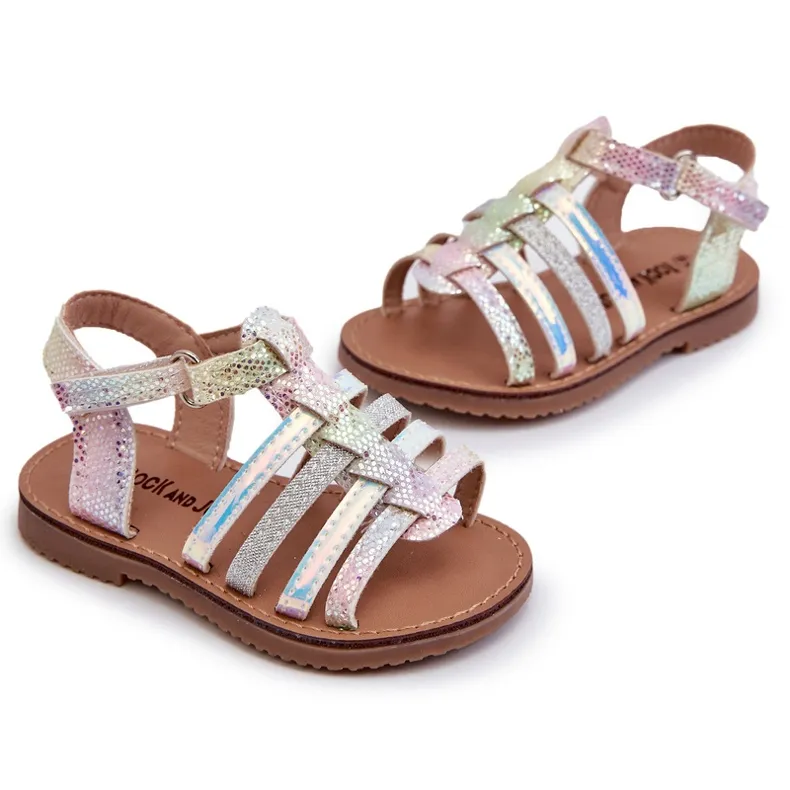 Children's Gladiator Sandals Fastened with Velcro, Multicolor Radovia multicolored