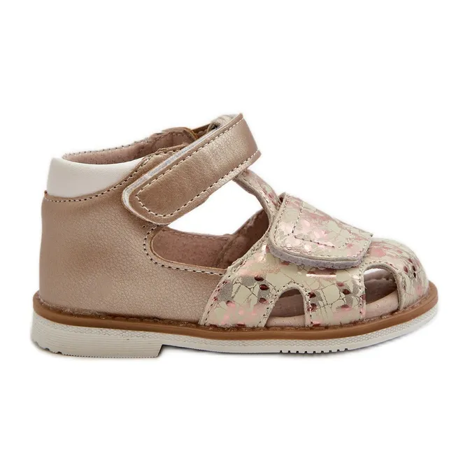 Children's Patterned Velcro Sandals, Gold Maellita golden