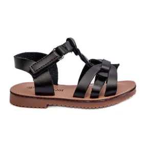 Children's sandals with Velcro fastening, Black Marimona