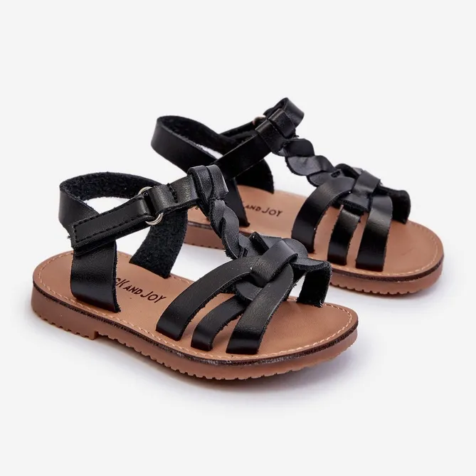 Children's sandals with Velcro fastening, Black Marimona