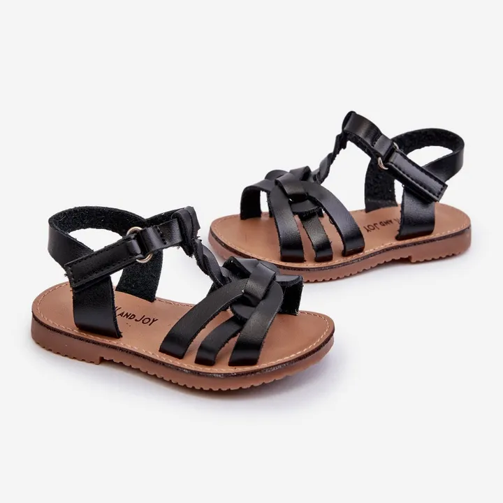 Children's sandals with Velcro fastening, Black Marimona