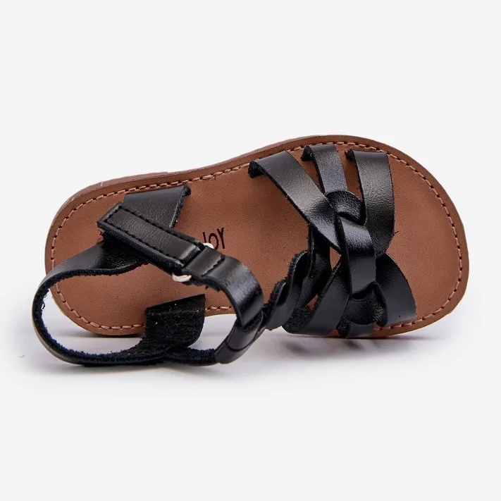 Children's sandals with Velcro fastening, Black Marimona