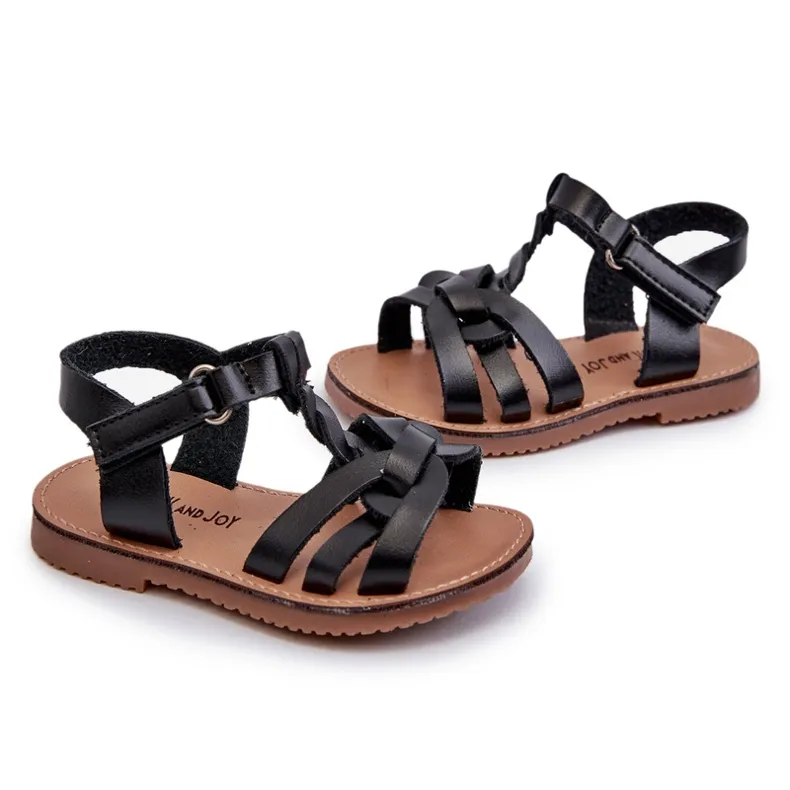 Children's sandals with Velcro fastening, Black Marimona