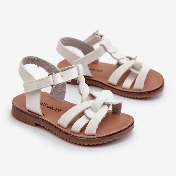 Children's sandals with Velcro fastening, White Marimona