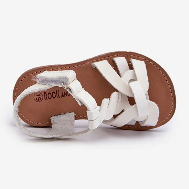 Children's sandals with Velcro fastening, White Marimona