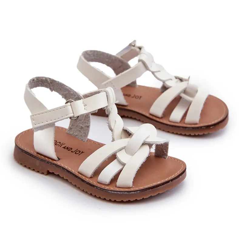 Children's sandals with Velcro fastening, White Marimona