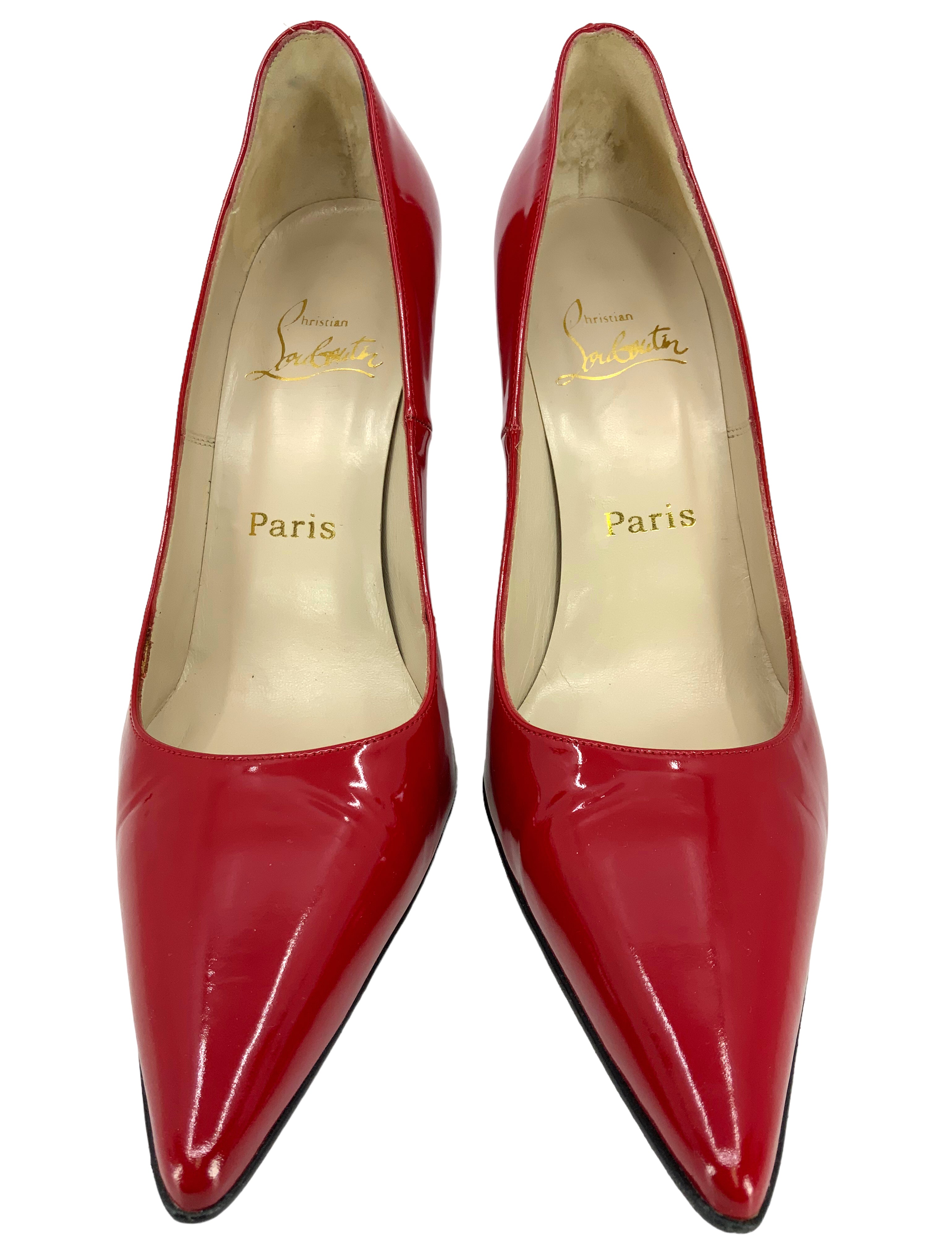 Christian Louboutin Patent Leather Point Toe Pumps Size 7.5