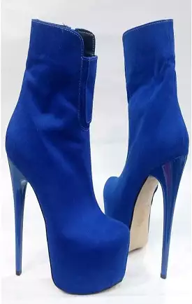 Cobalt Blue Mid Calf Booties