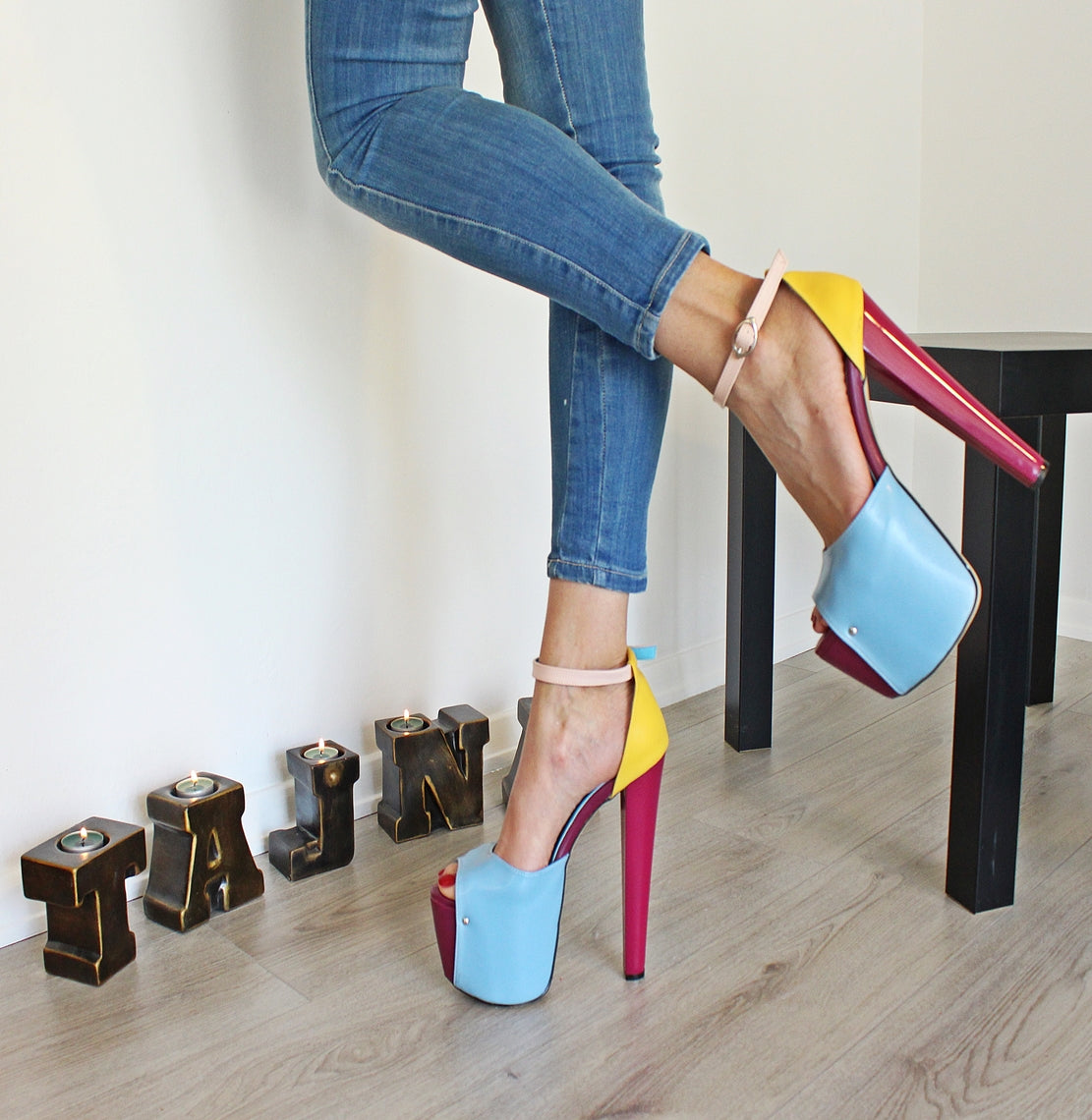 Color Block  High Heel Platforms