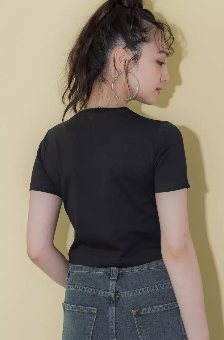 comcoca Basic Stretchy Cropped Tee T-shirt（Perfect Fit）