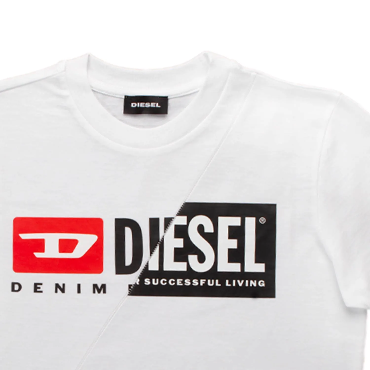 Diesel Unisex White T-Shirt With Double Logo