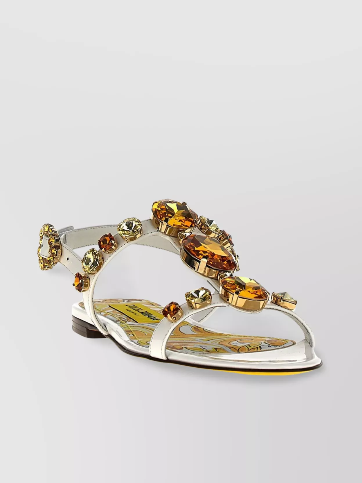 Dolce&​Gabbana   Strappy embellished flat sandals with open toe