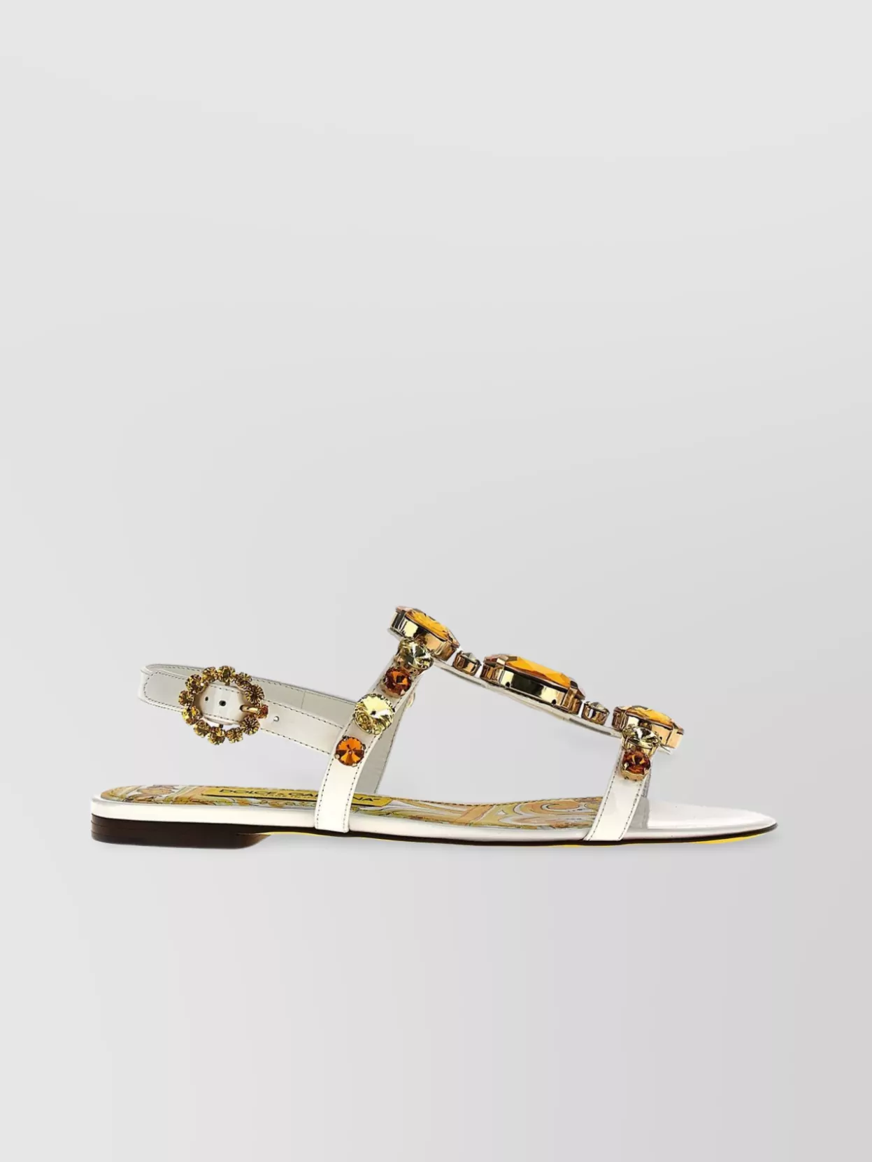 Dolce&​Gabbana   Strappy embellished flat sandals with open toe