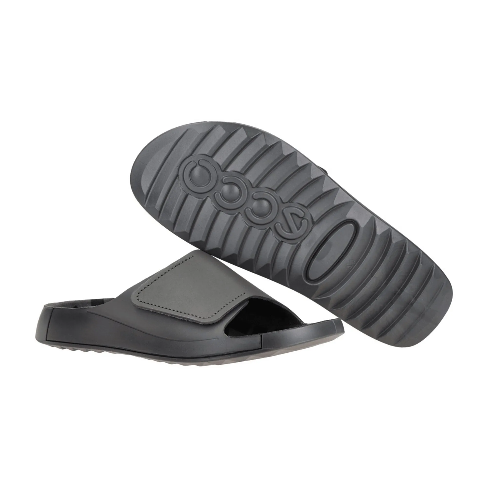 Ecco Cozmo Men's Slide Sandals - Grey with Velcro Strap | Durable & Stylish | Model 500914