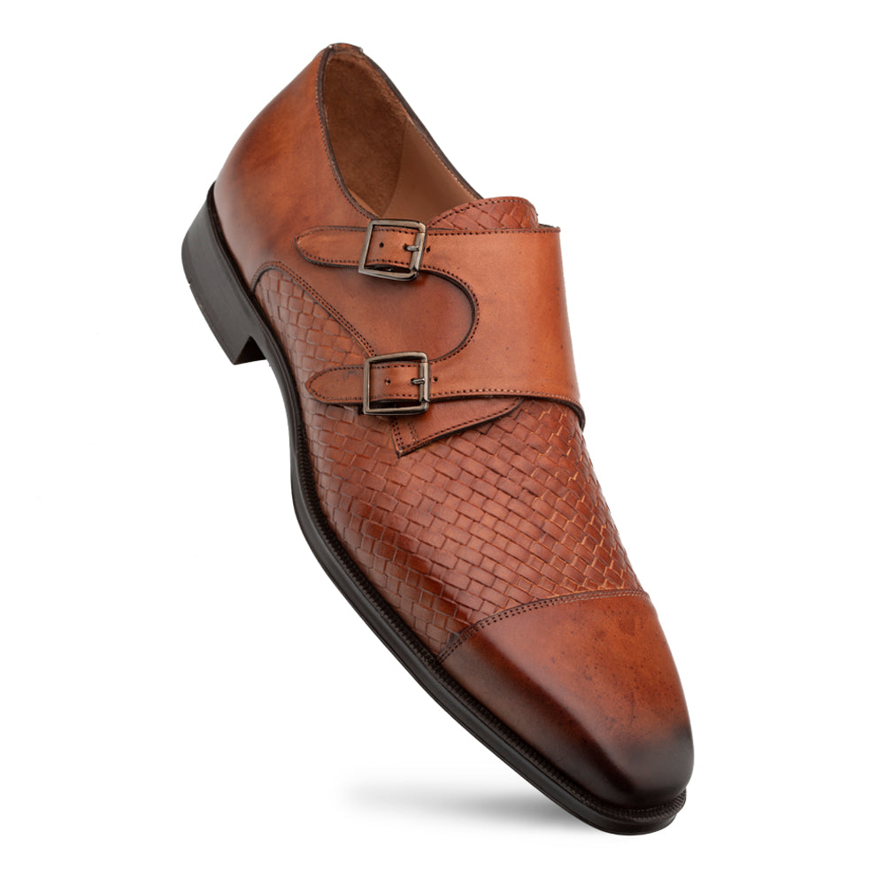 Embossed Rubber Sole Monk Strap