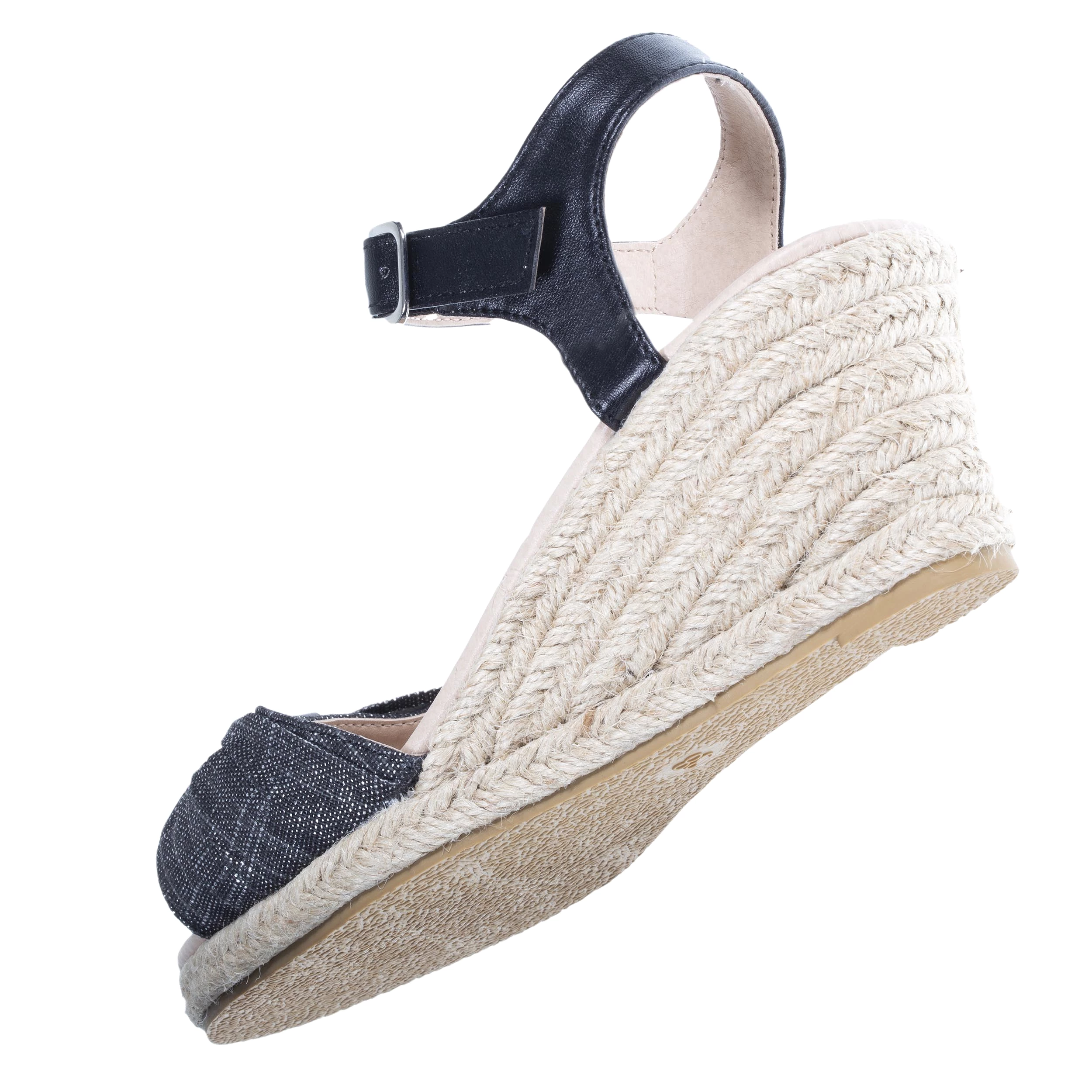 Espadrilles Femme ouverte à talon Noir