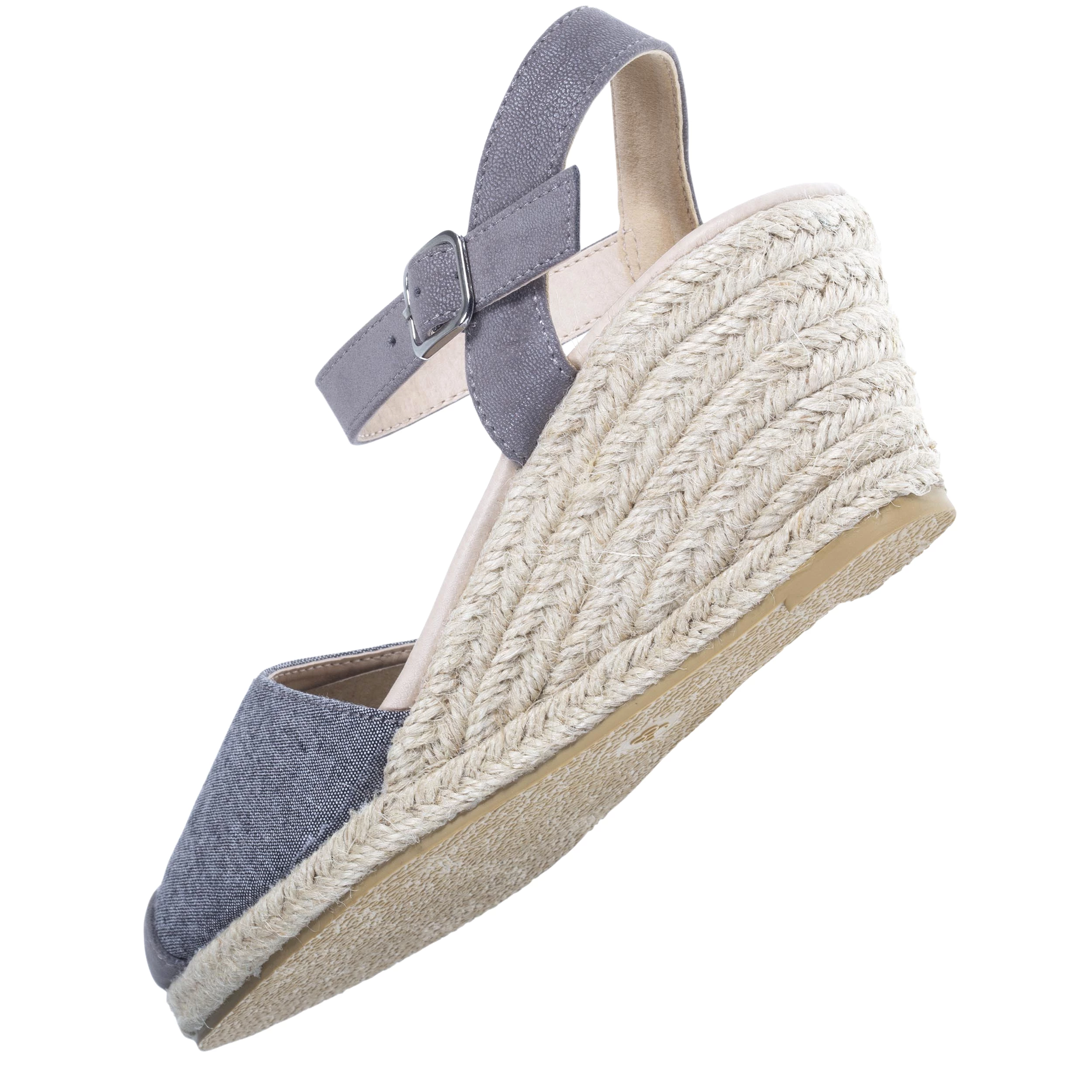 Espadrilles fermées Femme talon Grise