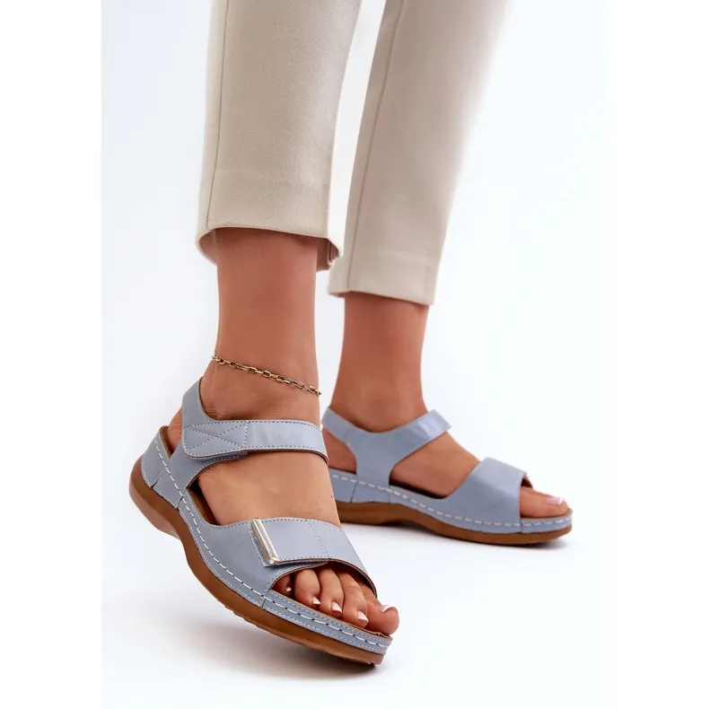 Evento Comfortable Women's Velcro Sandals Blue Iphiope